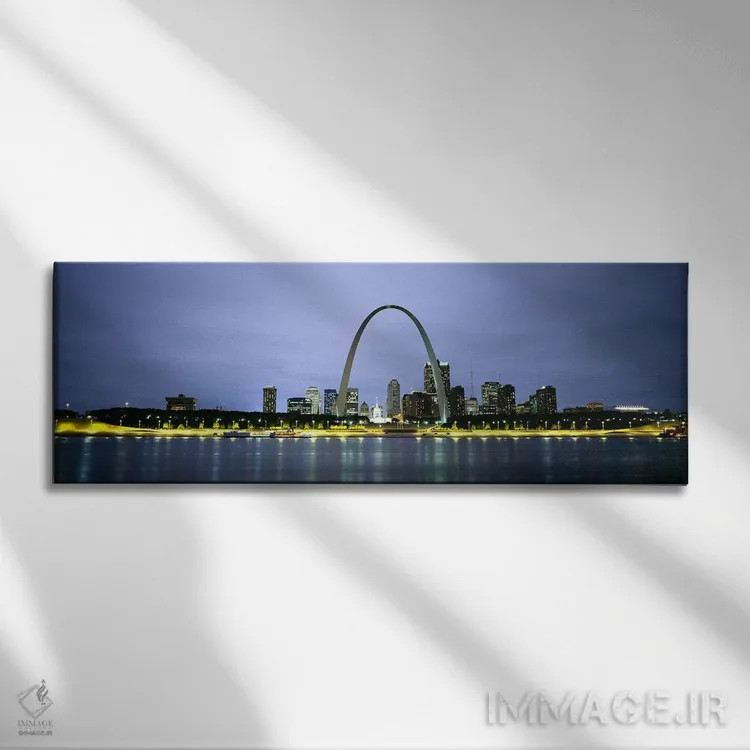 تابلو دکوراتیو St. Louis, Missouri, USA,افق روشن مرکز شهر در پس طاق گی… اثر پانورامیک ایمجز - نمای روبهرو روی دیوار