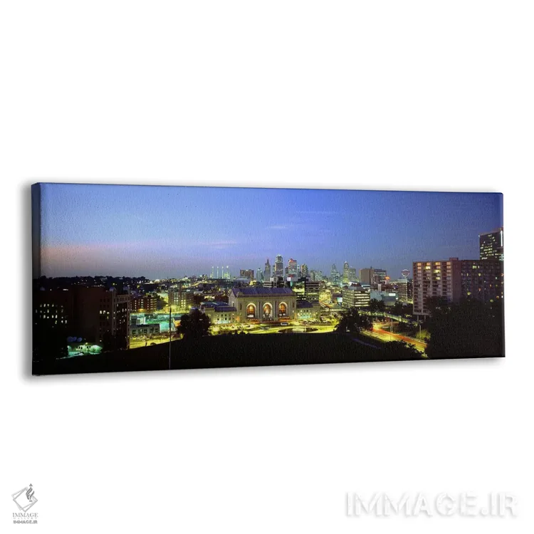 تابلو دکوراتیو Missouri, USA,نمای بالا از شهر روشن شده در غروب، کانزاس… اثر پانورامیک ایمجز - نمای پرسپکتیو محصول