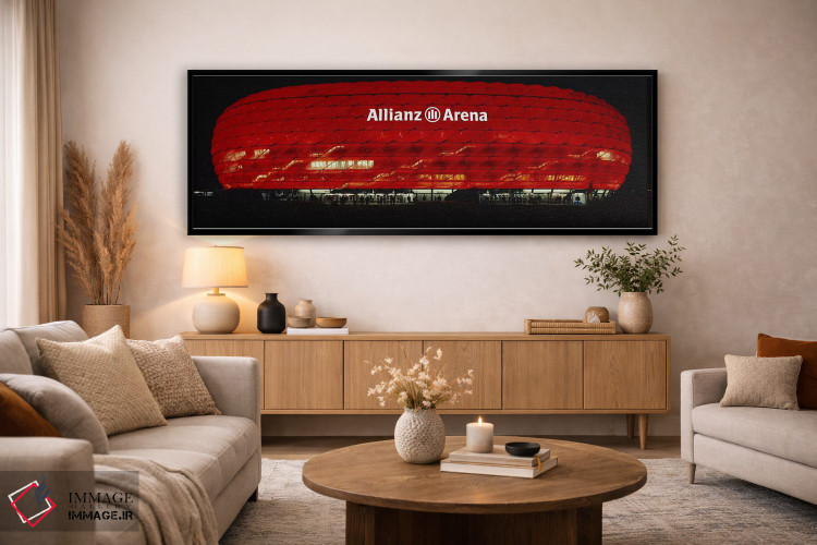 تابلو دکوراتیو Allianz Arena, Munich, Germany,ورزشگاه فوتبال روشن در ش… اثر پانورامیک ایمجز - D5B