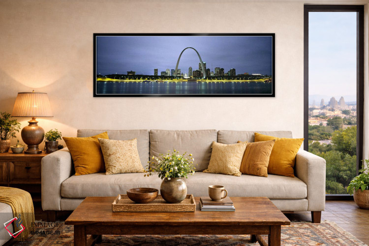 تابلو دکوراتیو St. Louis, Missouri, USA,افق روشن مرکز شهر در پس طاق گی… اثر پانورامیک ایمجز - D6B