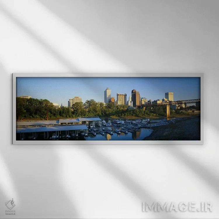 تابلو دکوراتیو Tennessee, USA,شهر در غروب، ممفیس، تنسی، آمریکا اثر پانورامیک ایمجز - نمای قابدار سفید