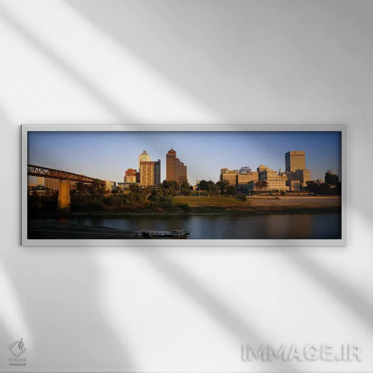 تابلو دکوراتیو Memphis, Tennessee, USA,ساختمان ها در کنار آب، ممفیس، ت… اثر پانورامیک ایمجز - نمای قابدار سفید