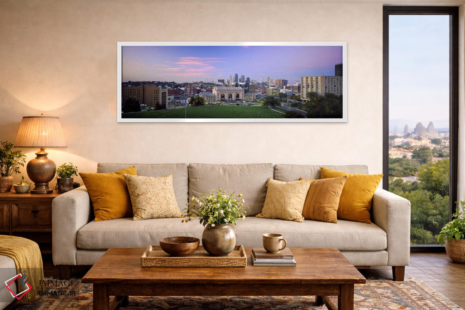 تابلو دکوراتیو Missouri, USA,نمای بالا از شهر، کانزاس سیتی، میسوری، آم… اثر پانورامیک ایمجز - D5W