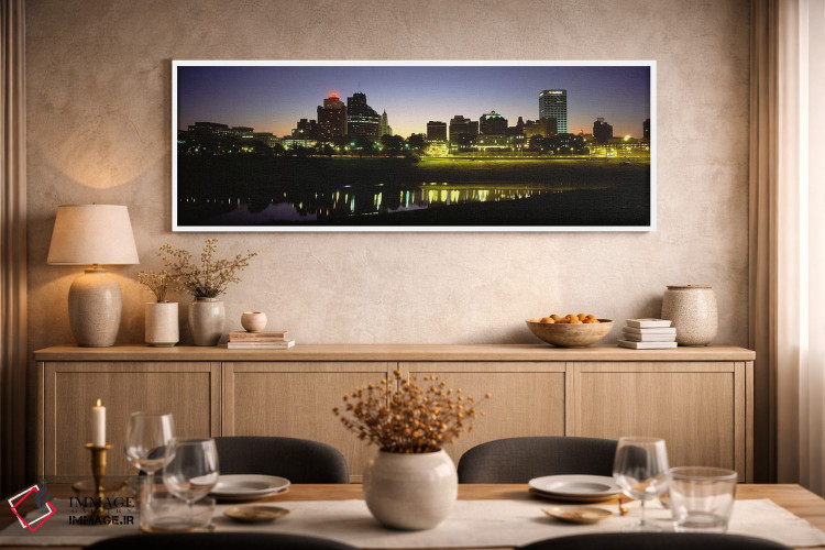 تابلو دکوراتیو Lit Up At DawnMemphis, Tennessee, USA,ساختمان های ساحلی… اثر پانورامیک ایمجز - D2W
