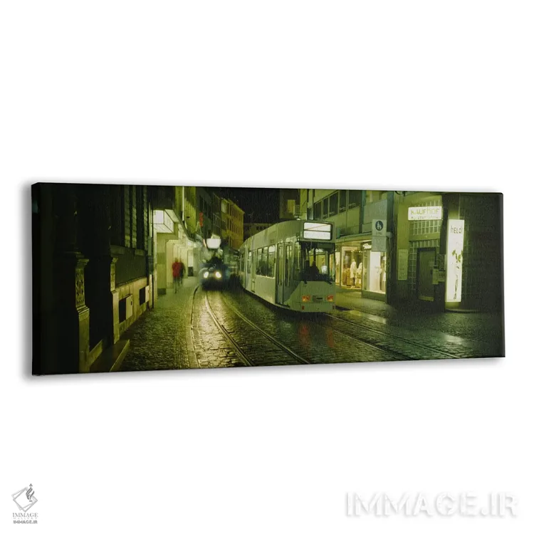 تابلو دکوراتیو Freiburg, Germany,حرکت واگن های کابلی در خیابانی در فرا… اثر پانورامیک ایمجز - نمای پرسپکتیو محصول