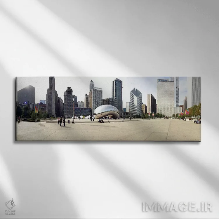 تابلو دکوراتیو Millennium Park, Chicago, Illinois, USA,ساختمان هایی در… اثر پانورامیک ایمجز - نمای روبهرو روی دیوار