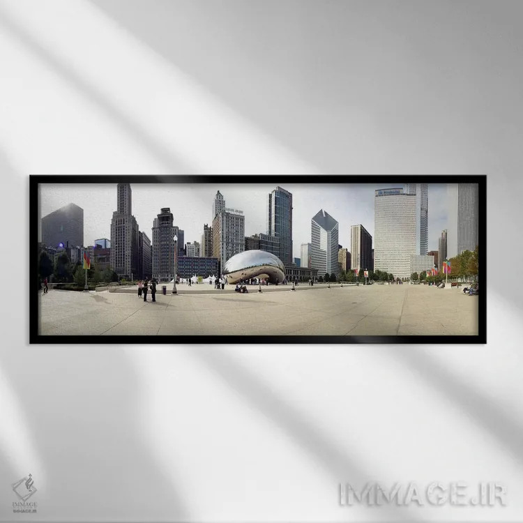 تابلو دکوراتیو Millennium Park, Chicago, Illinois, USA,ساختمان هایی در… اثر پانورامیک ایمجز - نمای قابدار مشکی