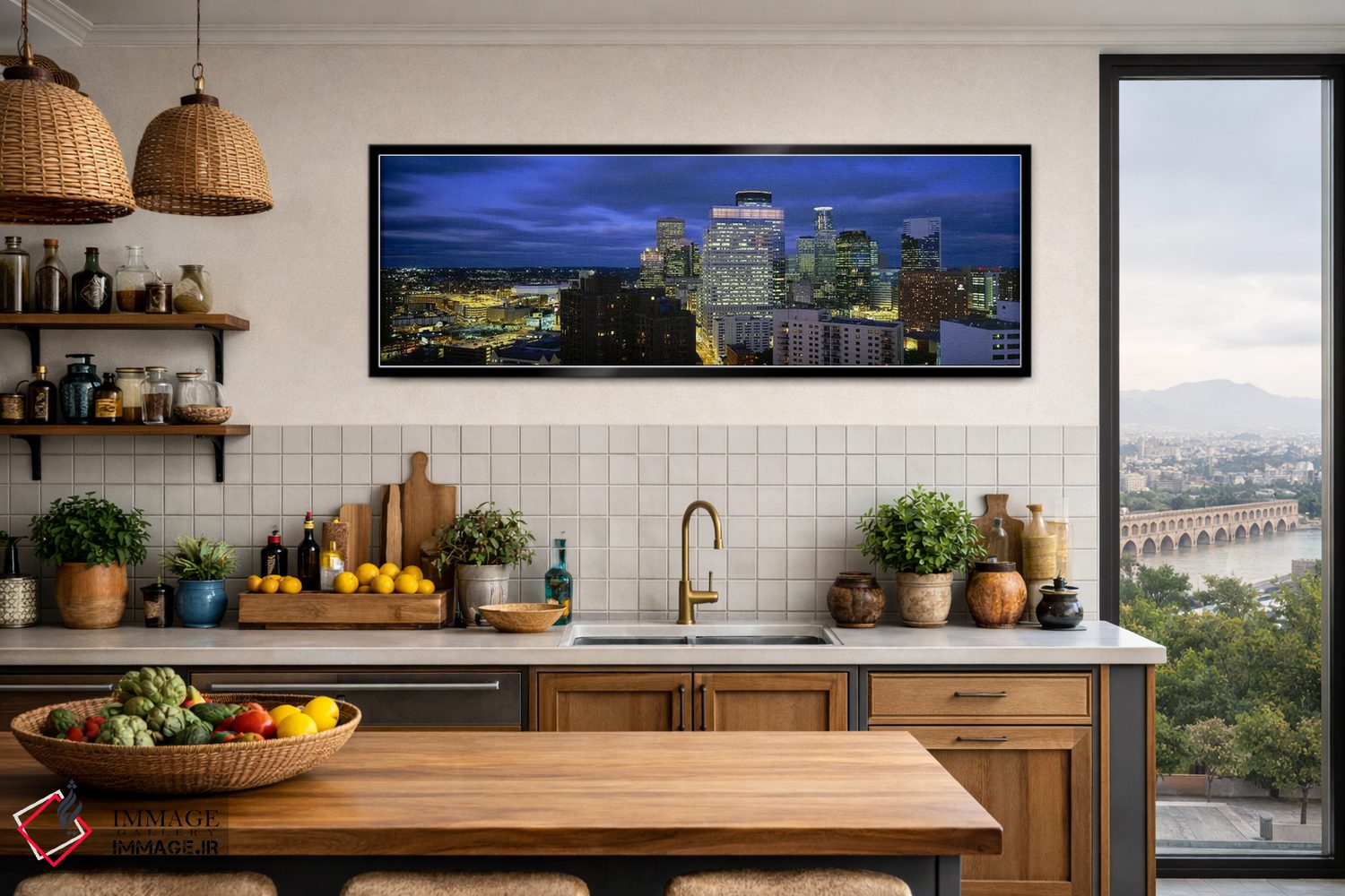 تابلو دکوراتیو Minnesota, USA,ساختمان هایی که هنگام غروب روشن شده اند… اثر پانورامیک ایمجز - D4B