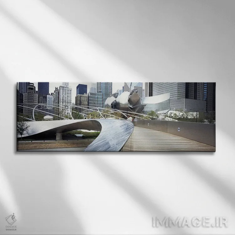 تابلو دکوراتیو Millennium Park, Chicago, Illinois, USA,پل عابر پیاده د… اثر پانورامیک ایمجز - نمای روبهرو روی دیوار