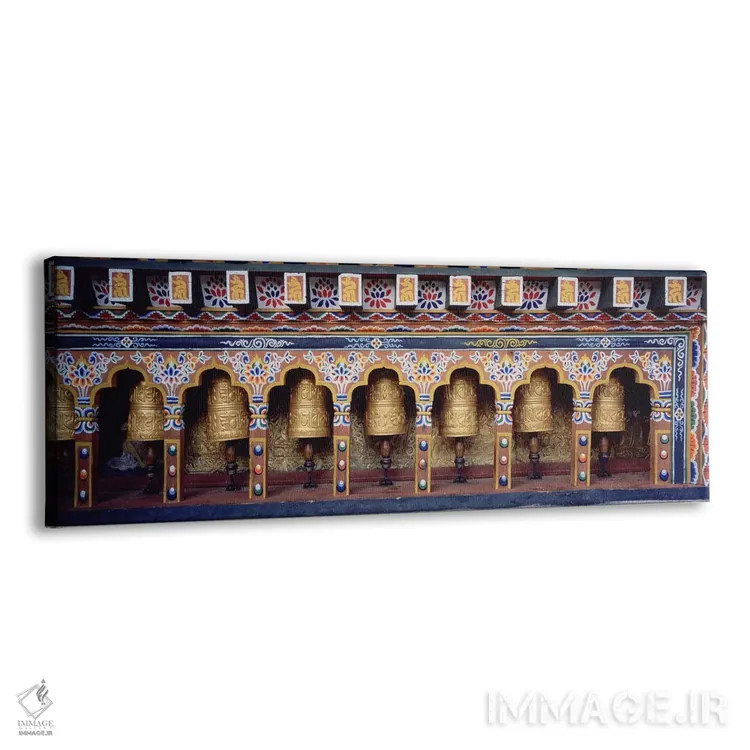 تابلو دکوراتیو Chimi Lhakhang, Punakha, Bhutan,چرخ های عبادت در معبد… اثر پانورامیک ایمجز - نمای پرسپکتیو محصول
