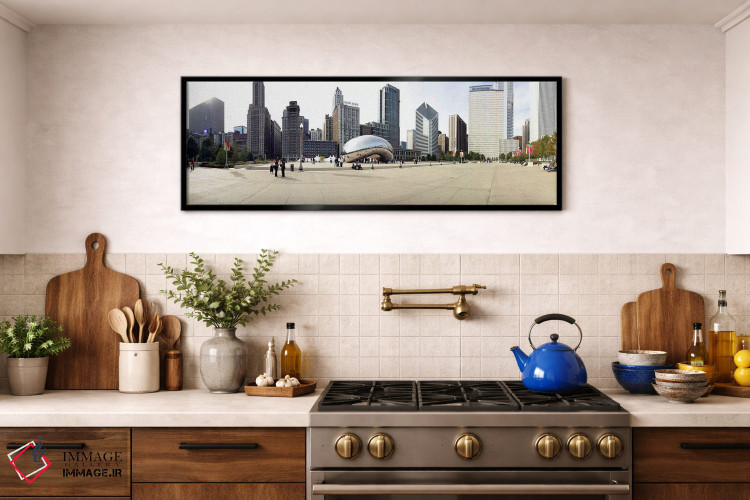 تابلو دکوراتیو Millennium Park, Chicago, Illinois, USA,ساختمان هایی در… اثر پانورامیک ایمجز - D3B