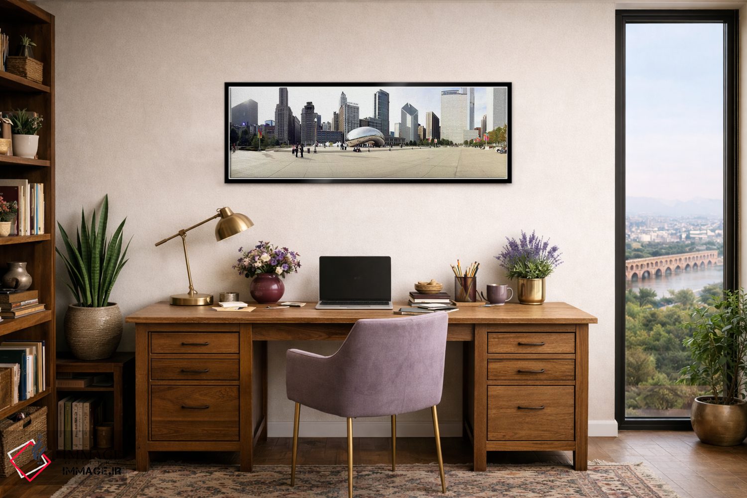 تابلو دکوراتیو Millennium Park, Chicago, Illinois, USA,ساختمان هایی در… اثر پانورامیک ایمجز - D2B