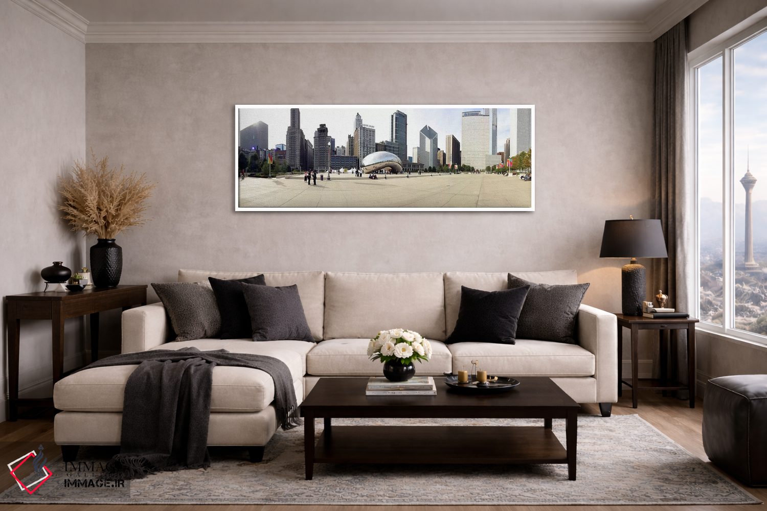 تابلو دکوراتیو Millennium Park, Chicago, Illinois, USA,ساختمان هایی در… اثر پانورامیک ایمجز - D5W