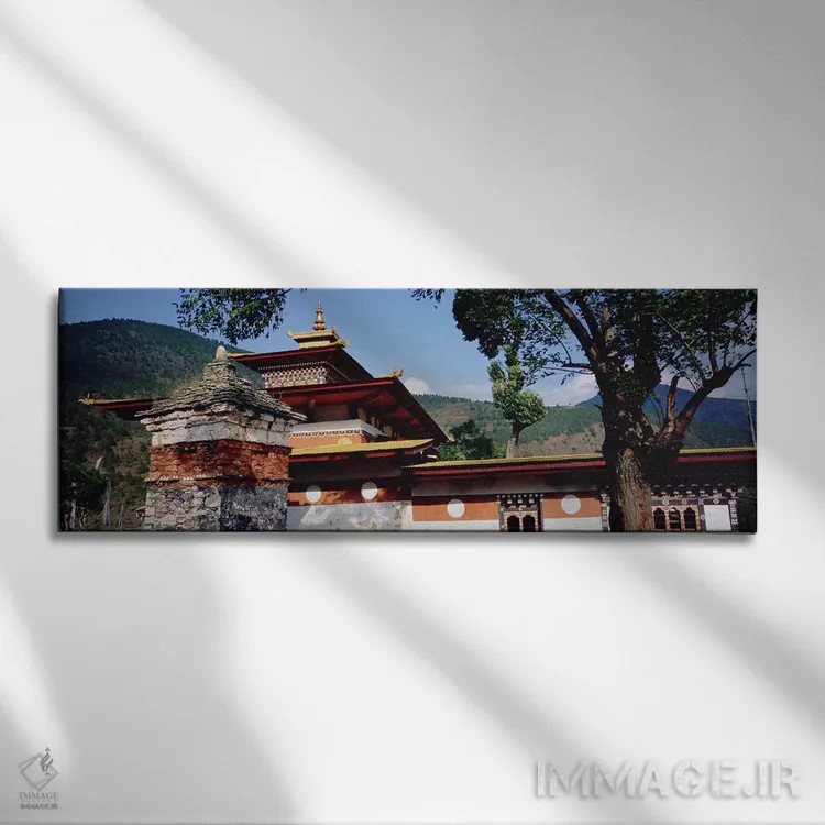 تابلو دکوراتیو Chimi Lhakhang, Punakha, Bhutan,معبد در شهر، چیمی لهاکا… اثر پانورامیک ایمجز - نمای روبهرو روی دیوار