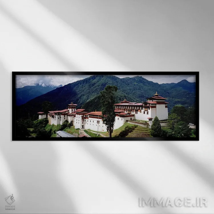 تابلو دکوراتیو Trongsar Dzong, Trongsar, Bhutan,قلعه روی کوه، ترونگسر… اثر پانورامیک ایمجز - نمای قابدار مشکی