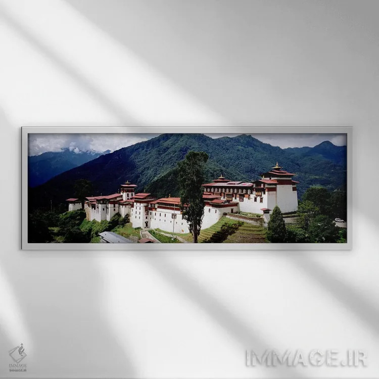 تابلو دکوراتیو Trongsar Dzong, Trongsar, Bhutan,قلعه روی کوه، ترونگسر… اثر پانورامیک ایمجز - نمای قابدار سفید