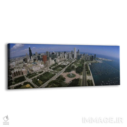 تابلو دکوراتیو Chicago, Illinois, USA,آسمان خراش ها در شهری در شیکاگو… اثر پانورامیک ایمجز - نمای پرسپکتیو محصول