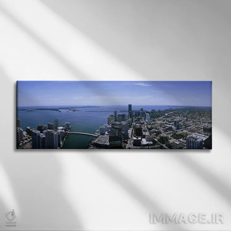 تابلو دکوراتیو Miami, Florida, USA,نمای هوایی از شهر میامی، فلوریدا، ا… اثر پانورامیک ایمجز - نمای روبهرو روی دیوار