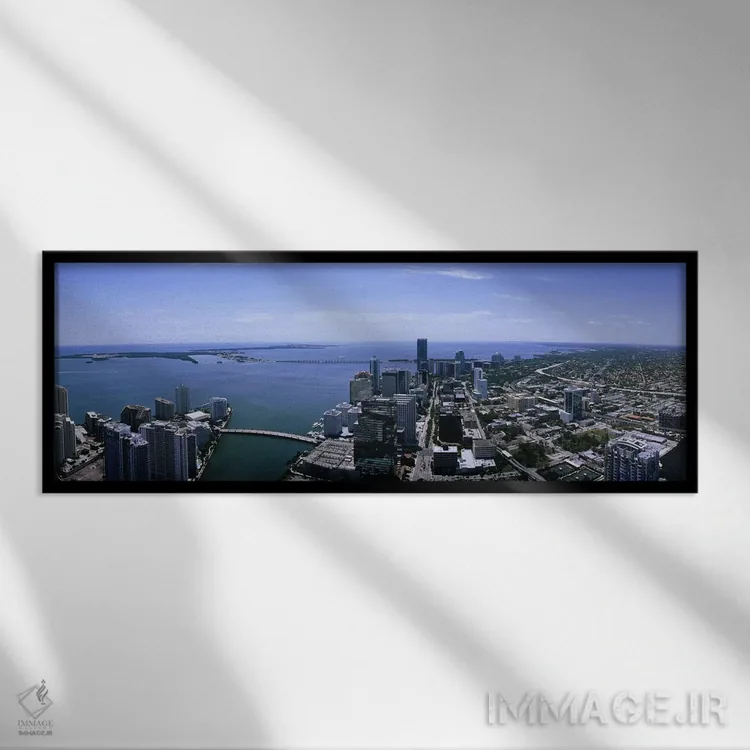 تابلو دکوراتیو Miami, Florida, USA,نمای هوایی از شهر میامی، فلوریدا، ا… اثر پانورامیک ایمجز - نمای قابدار مشکی