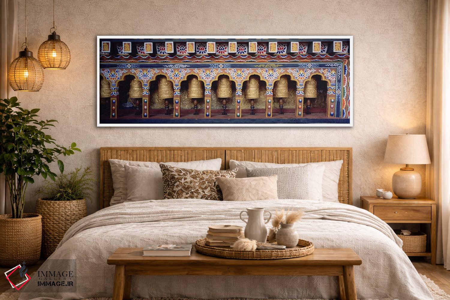 تابلو دکوراتیو Chimi Lhakhang, Punakha, Bhutan,چرخ های عبادت در معبد… اثر پانورامیک ایمجز - D4W