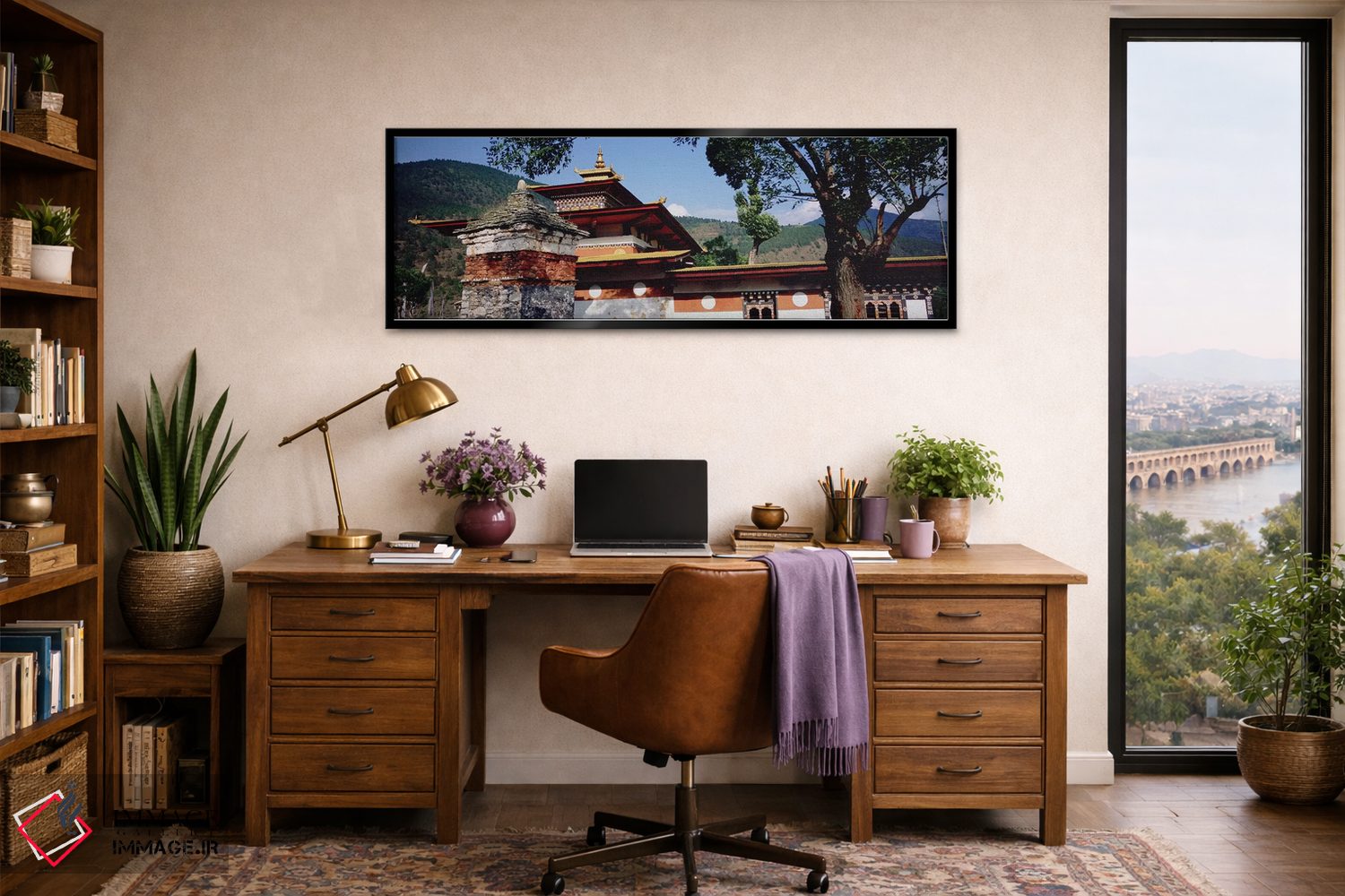 تابلو دکوراتیو Chimi Lhakhang, Punakha, Bhutan,معبد در شهر، چیمی لهاکا… اثر پانورامیک ایمجز - D3B