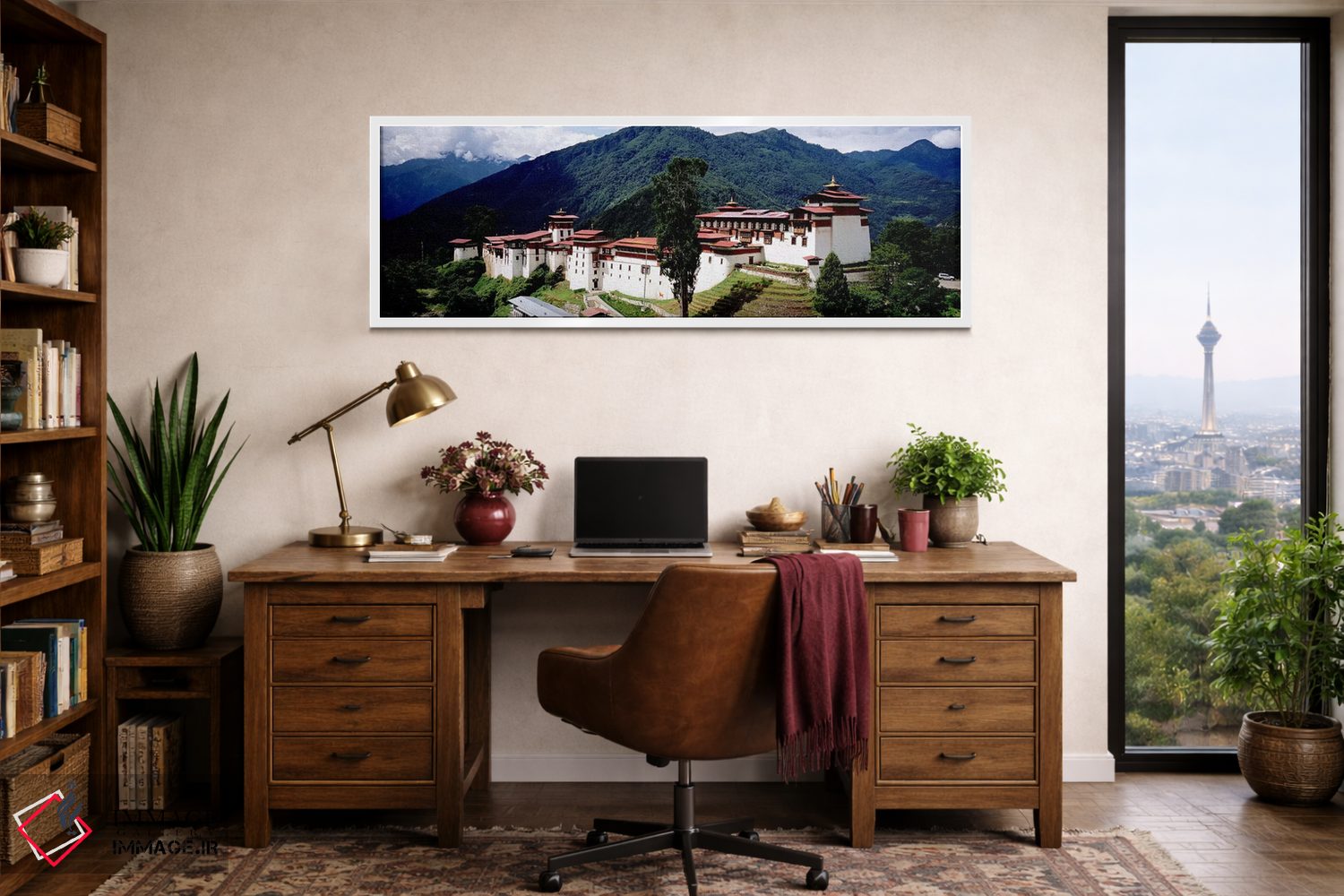 تابلو دکوراتیو Trongsar Dzong, Trongsar, Bhutan,قلعه روی کوه، ترونگسر… اثر پانورامیک ایمجز - D1W