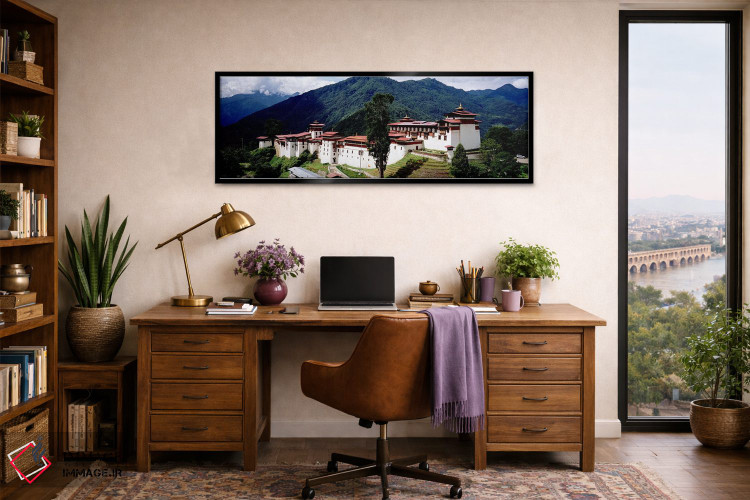 تابلو دکوراتیو Trongsar Dzong, Trongsar, Bhutan,قلعه روی کوه، ترونگسر… اثر پانورامیک ایمجز - D3B