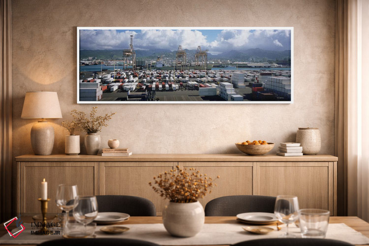 تابلو دکوراتیو Honolulu Harbor, Hawaii, USA,کانتینرها و جرثقیل ها در ب… اثر پانورامیک ایمجز - D2W