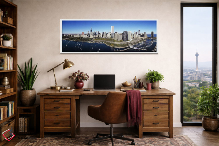 تابلو دکوراتیو Chicago, Illinois, USA,قایق های پهلوگرفته در بندر، شیکا… اثر پانورامیک ایمجز - D1W