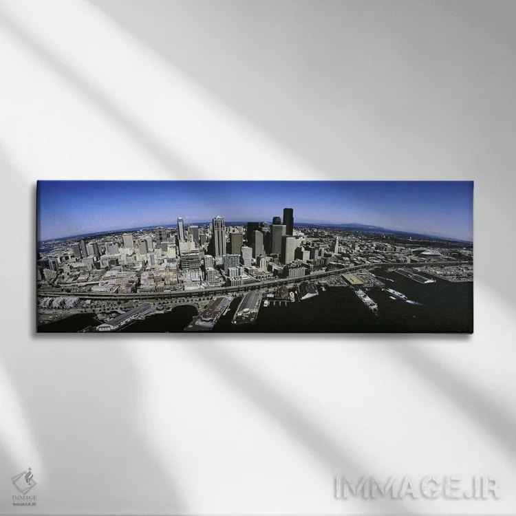 تابلو دکوراتیو Seattle, Washington State, USA,نمای هوایی از شهر سیاتل… اثر پانورامیک ایمجز - نمای روبهرو روی دیوار
