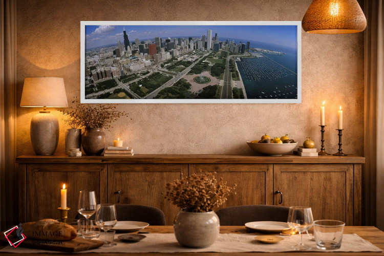 تابلو دکوراتیو Chicago, Illinois, USA,آسمان خراش ها در شهری در شیکاگو… اثر پانورامیک ایمجز - D2W