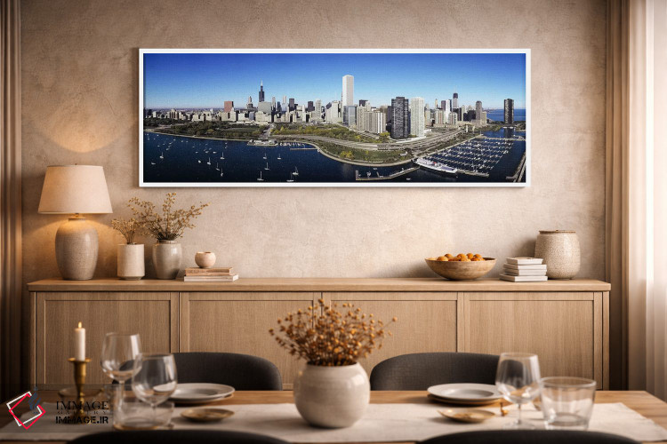 تابلو دکوراتیو Chicago, Illinois, USA,قایق های پهلوگرفته در بندر، شیکا… اثر پانورامیک ایمجز - D2W