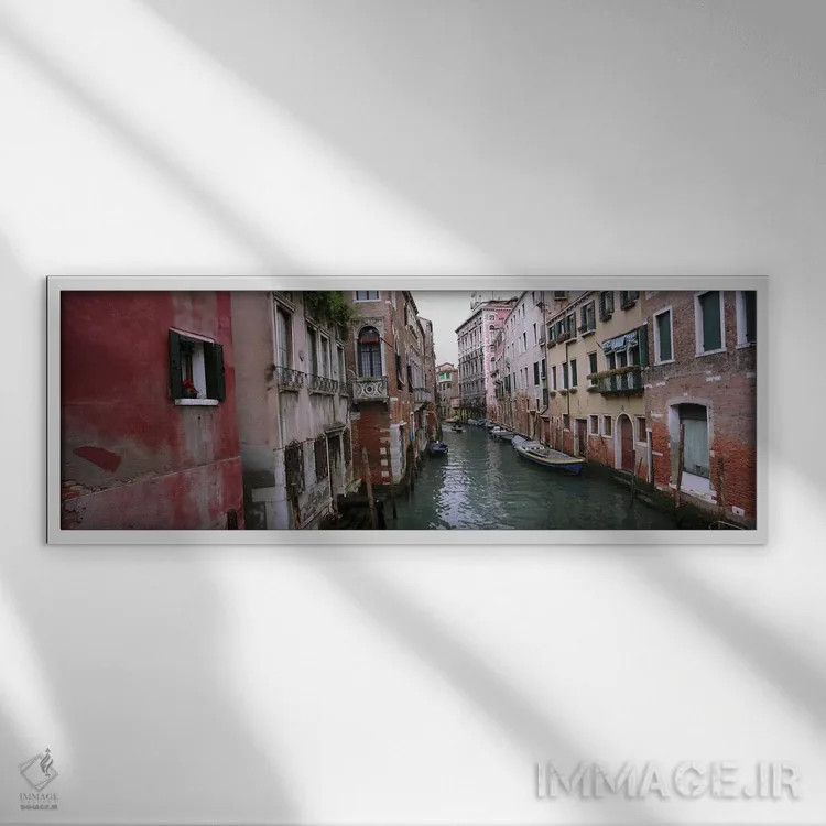 تابلو دکوراتیو Grand Canal, Venice, Italy,ساختمان های کنار کانال، کانا… اثر پانورامیک ایمجز - نمای قابدار سفید
