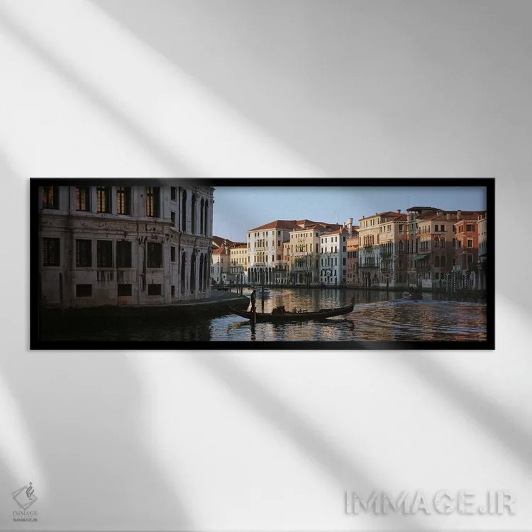 تابلو دکوراتیو Grand Canal, Venice, Italy,قایق های در حال حرکت در کانا… اثر پانورامیک ایمجز - نمای قابدار مشکی