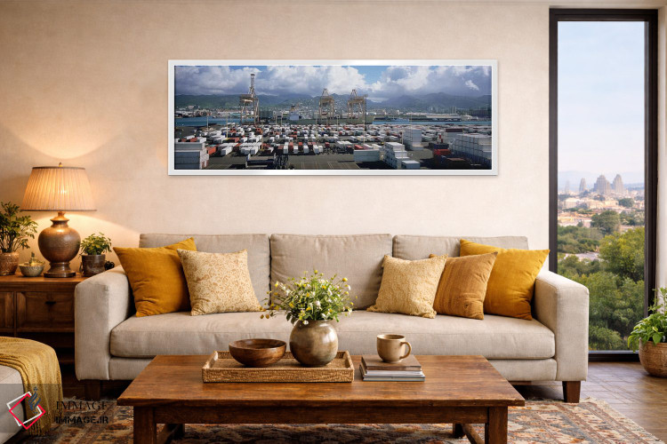 تابلو دکوراتیو Honolulu Harbor, Hawaii, USA,کانتینرها و جرثقیل ها در ب… اثر پانورامیک ایمجز - D5W
