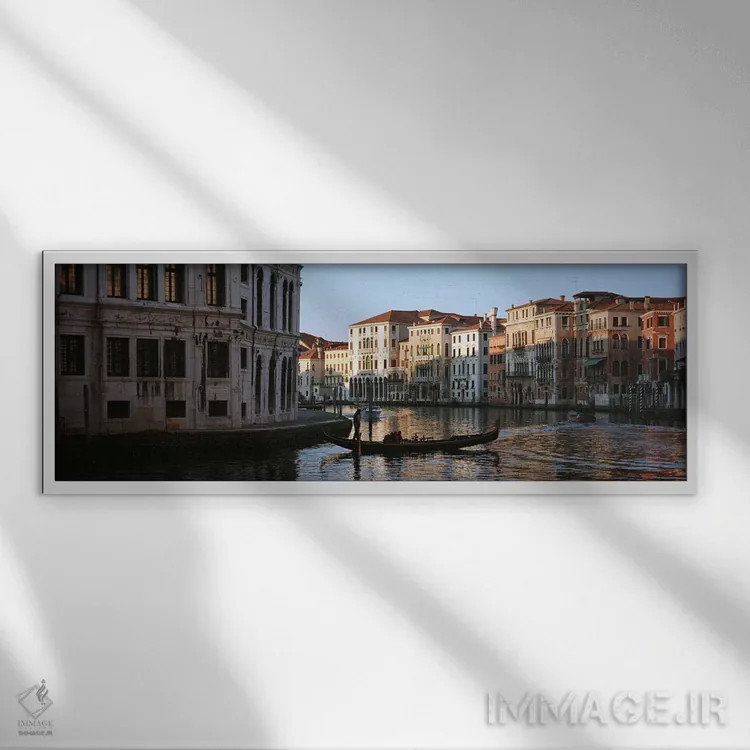 تابلو دکوراتیو Grand Canal, Venice, Italy,قایق های در حال حرکت در کانا… اثر پانورامیک ایمجز - نمای قابدار سفید