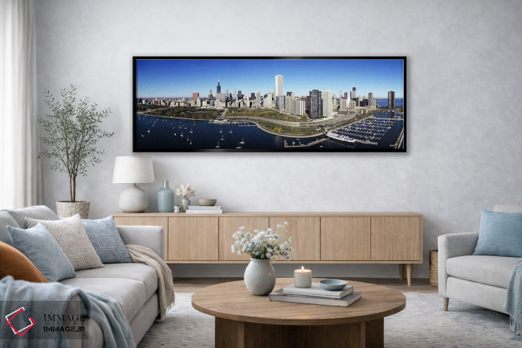 تابلو دکوراتیو Chicago, Illinois, USA,قایق های پهلوگرفته در بندر، شیکا… اثر پانورامیک ایمجز - D4B