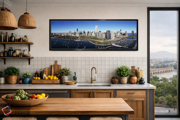 تابلو دکوراتیو Chicago, Illinois, USA,قایق های پهلوگرفته در بندر، شیکا… اثر پانورامیک ایمجز - D5B