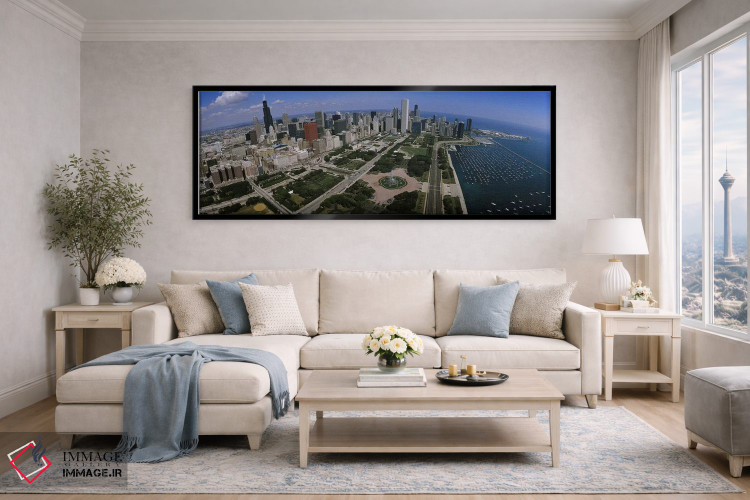 تابلو دکوراتیو Chicago, Illinois, USA,آسمان خراش ها در شهری در شیکاگو… اثر پانورامیک ایمجز - D6B