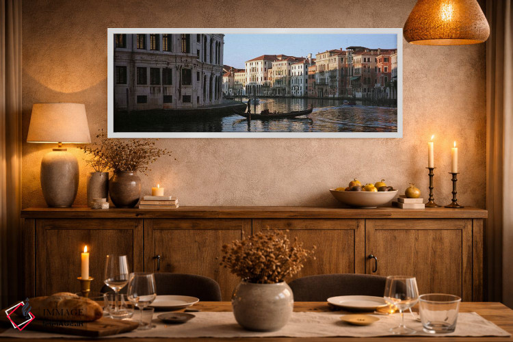 تابلو دکوراتیو Grand Canal, Venice, Italy,قایق های در حال حرکت در کانا… اثر پانورامیک ایمجز - D1W