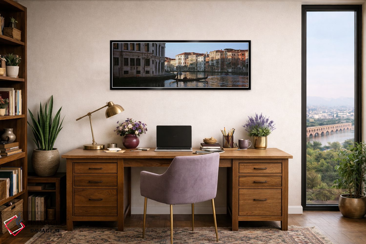 تابلو دکوراتیو Grand Canal, Venice, Italy,قایق های در حال حرکت در کانا… اثر پانورامیک ایمجز - D2B