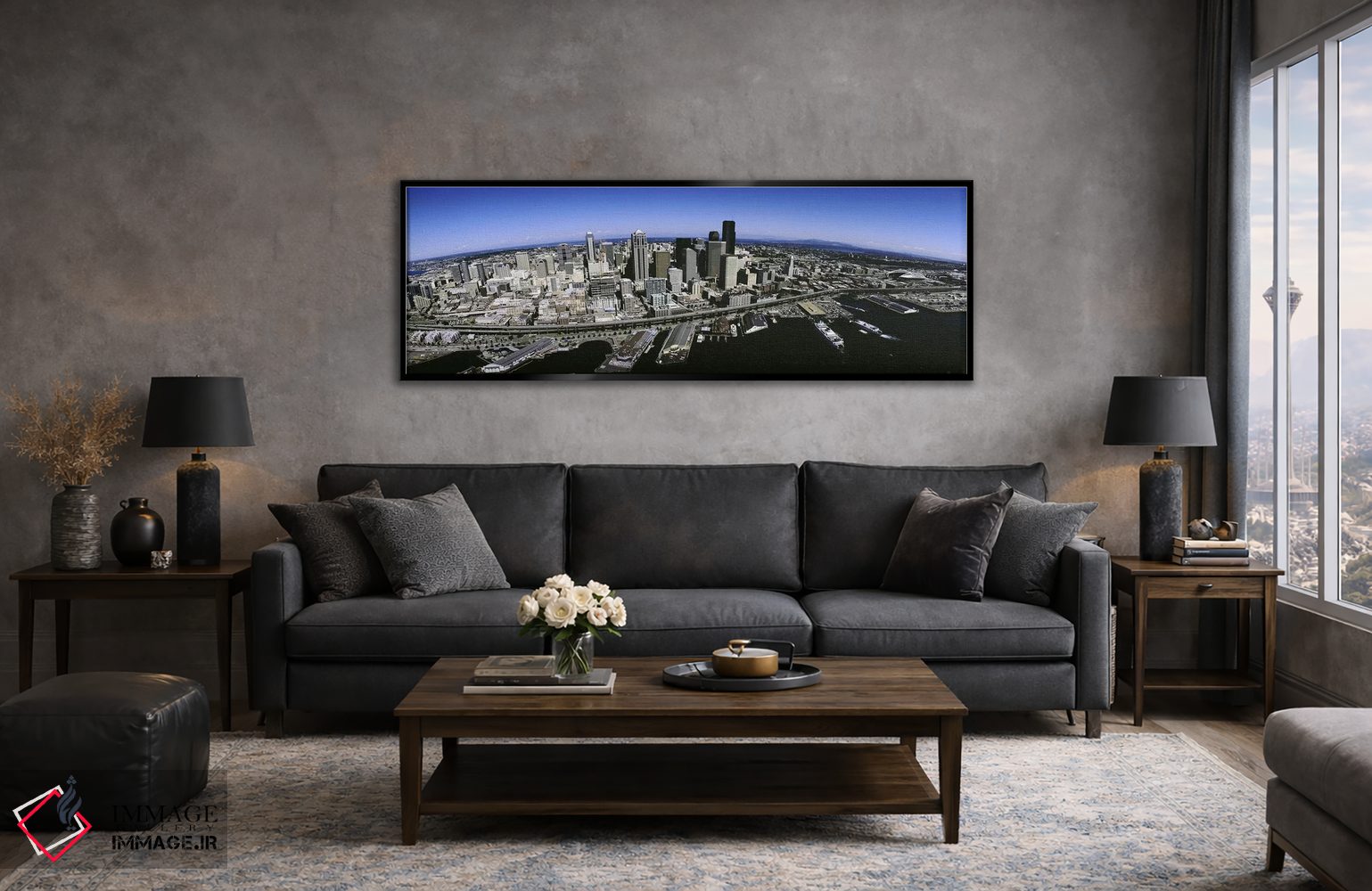 تابلو دکوراتیو Seattle, Washington State, USA,نمای هوایی از شهر سیاتل… اثر پانورامیک ایمجز - D6B