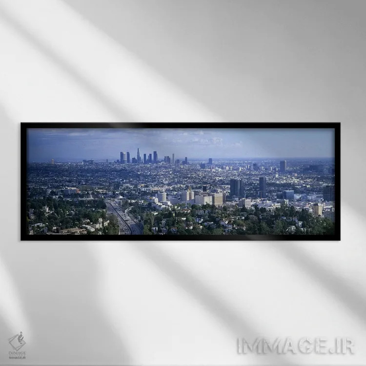 تابلو دکوراتیو Los Angeles, California, USA,نمای هوایی از شهر لس آنجلس… اثر پانورامیک ایمجز - نمای قابدار مشکی