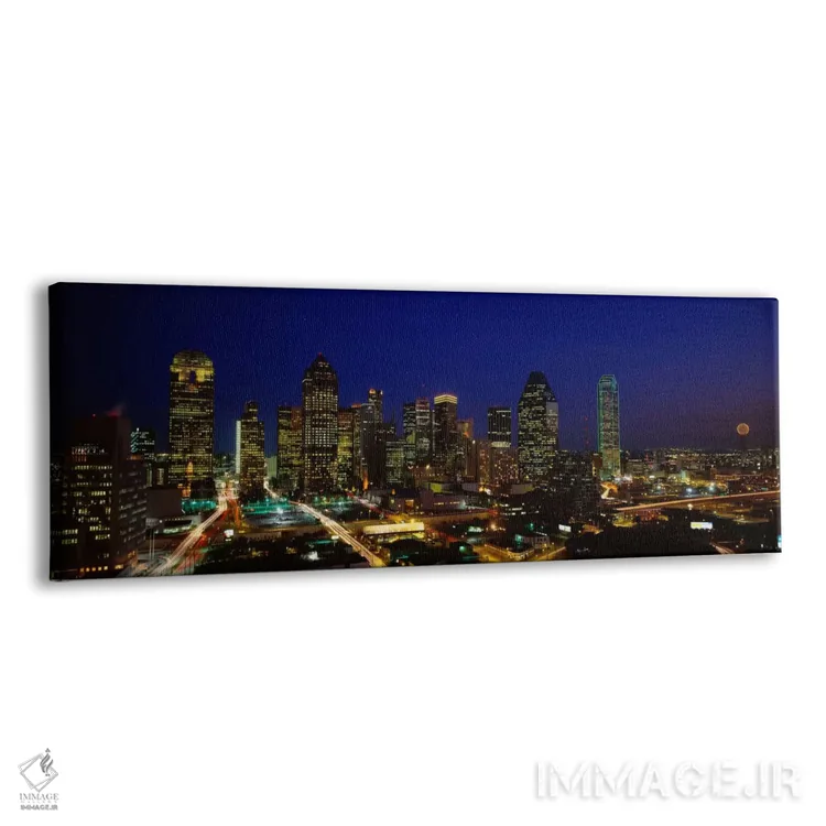 تابلو دکوراتیو Dallas, Texas, USA,ساختمان های شهر که شب هنگام روشن اند… اثر پانورامیک ایمجز - نمای پرسپکتیو محصول