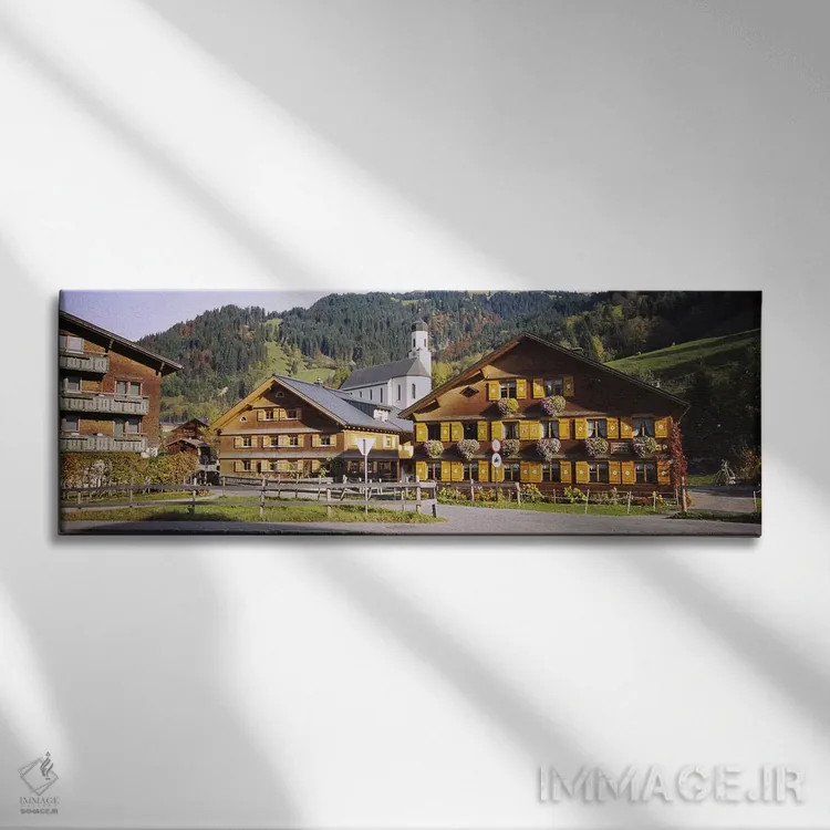 تابلو دکوراتیو Bregenzerwald, Vorarlberg, Austria,کلیسا در روستا، برگن… اثر پانورامیک ایمجز - نمای روبهرو روی دیوار