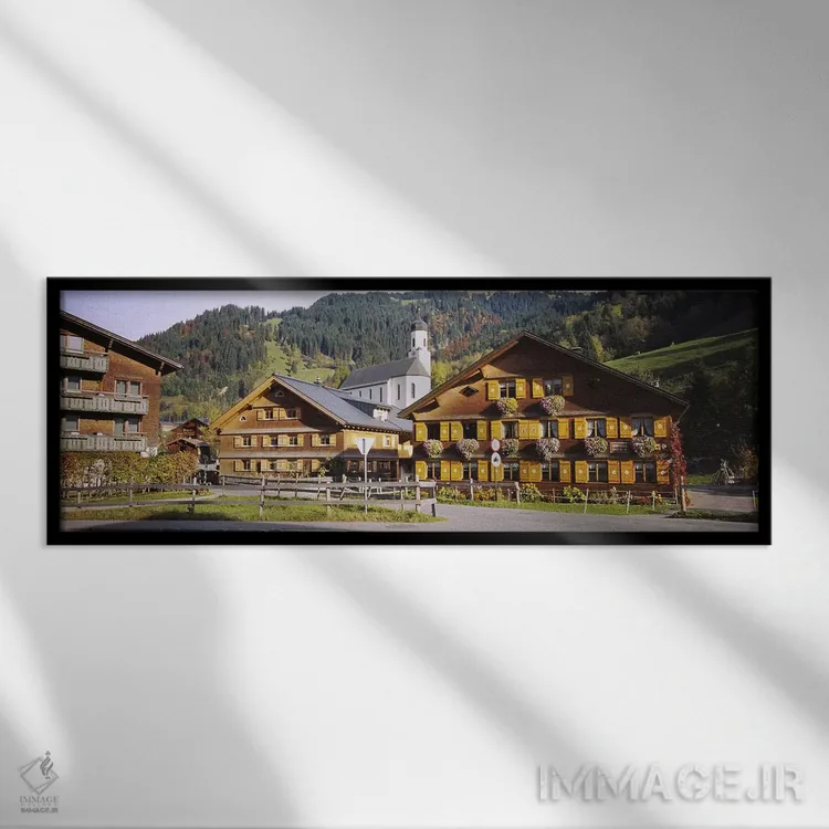 تابلو دکوراتیو Bregenzerwald, Vorarlberg, Austria,کلیسا در روستا، برگن… اثر پانورامیک ایمجز - نمای قابدار مشکی