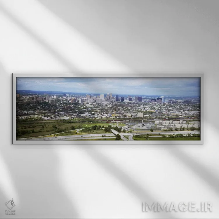 تابلو دکوراتیو Newark, New Jersey, USA,نمای هوایی از شهر نیوآرک، نیوجر… اثر پانورامیک ایمجز - نمای قابدار سفید