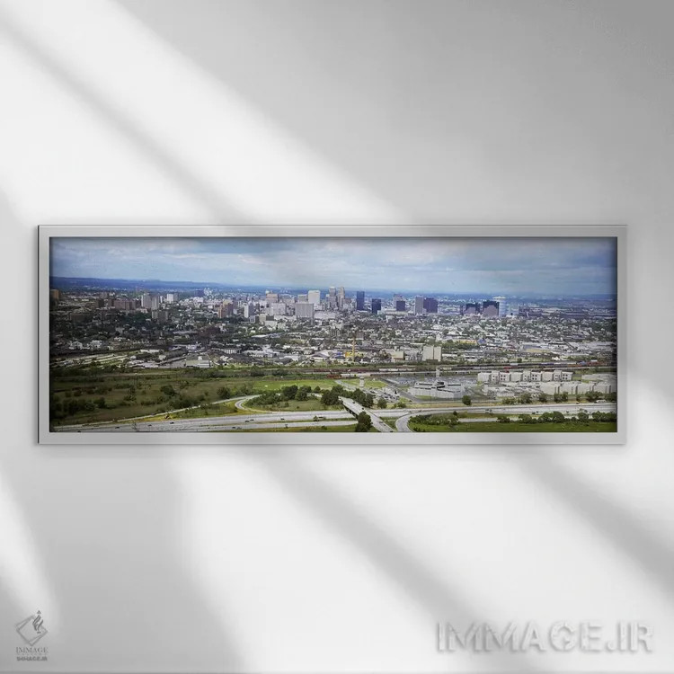 تابلو دکوراتیو Newark, New Jersey, USA,نمای هوایی از شهر نیوآرک، نیوجر… اثر پانورامیک ایمجز - نمای قابدار سفید