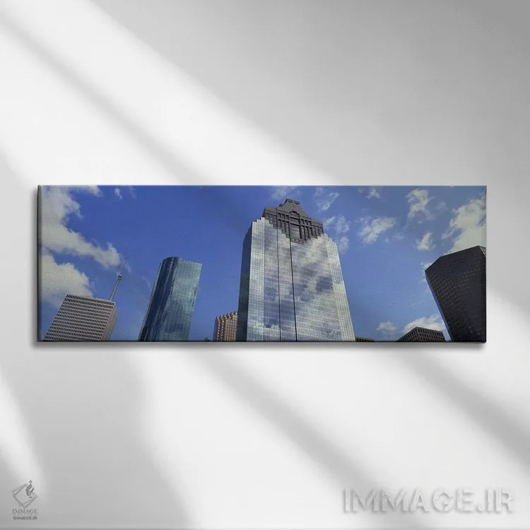 تابلو دکوراتیو Houston, Texas, USA,نمای زاویه پایین از ساختمان های ادا… اثر پانورامیک ایمجز - نمای روبهرو روی دیوار