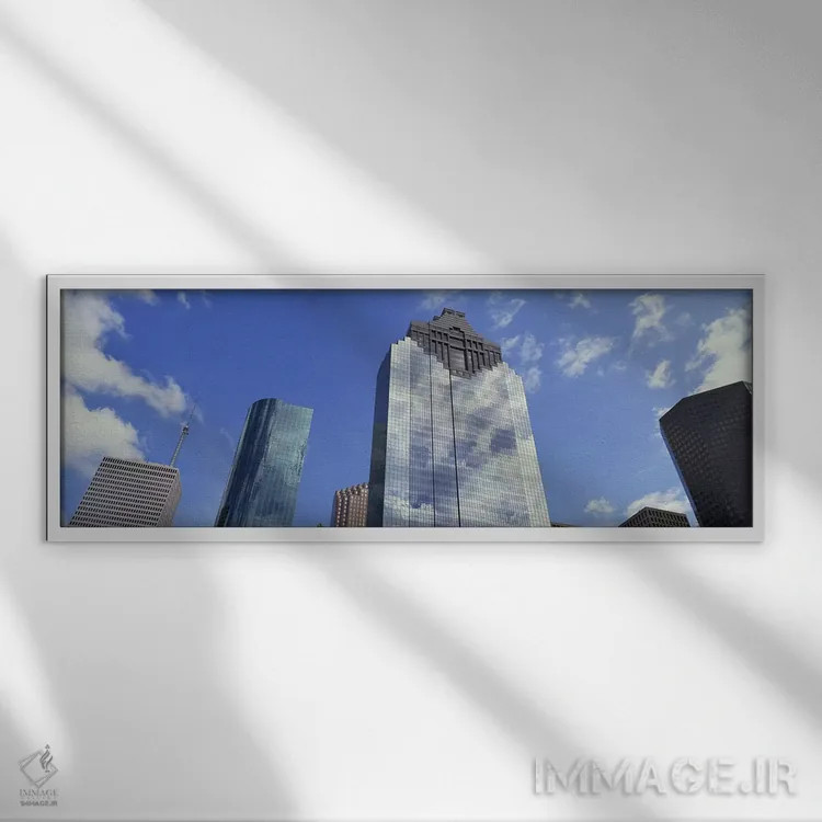 تابلو دکوراتیو Houston, Texas, USA,نمای زاویه پایین از ساختمان های ادا… اثر پانورامیک ایمجز - نمای قابدار سفید